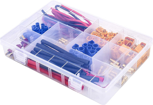 Readytosky XT60/XT90/EC3/EC5/T-Plug Male&Female Connector Adapters Kit+14AWG Silicone Wire+Shrink Tubings for RC ESC Motor Lipo Battery(70PCS)...