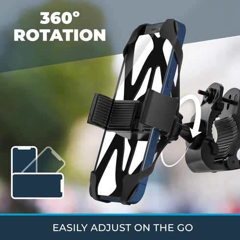 Roam Universal Cell Phone Holder Net Mount - Adjustable Up to 3.6" W x 7" L - 360° Rotation - Hands Free Navigation System for Motorcycle eBike Di...
