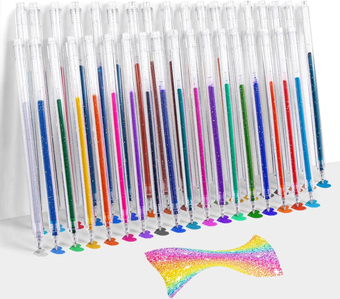 Sparkle Glitter Gel Pens, 1mm Fine Point Metallic Glitter Gel Pen Set, for Journaling Art Projects, Kids Adults Coloring Supplies, Highlighters (G...