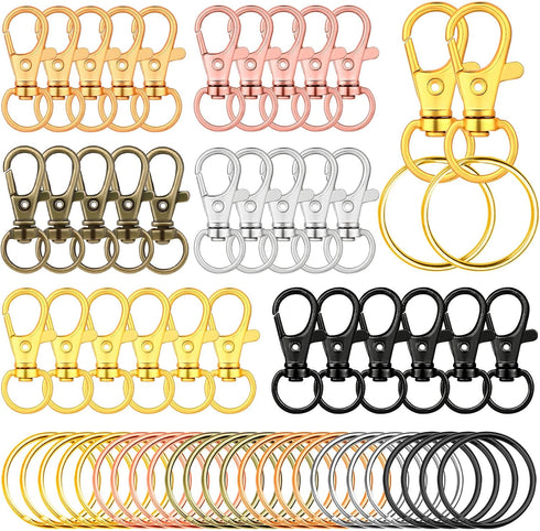 120pcs Key Chain Clip Hooks, Evatage Swivel Clasps Lanyard Snap Hook with Key Rings, Keychain Hooks for Lanyard, Purse and Crafting...