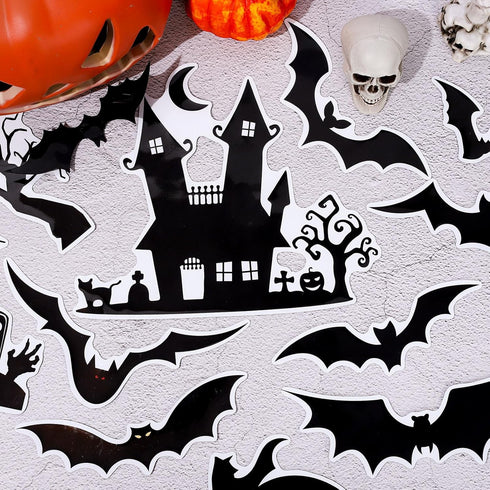 Whaline 16Pcs Halloween Refrigerator Magnets Black Bat Fridge Magnets Happy Halloween Magnet Bat Stickers Decorative for Locker Home Locker Garage...