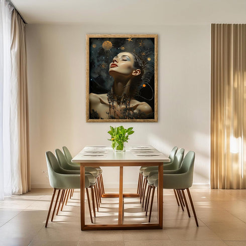 Posterizer 1 pcs-bokeh vibes-futuristic woman enjoying the stars-Abstract & Modern Art-Fantasy & Fiction Art-Gift for Art Lovers-Decor for Home & ...