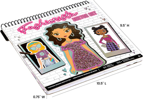 Fashion Angels Fashion Design Sketch Portfolio - Sketch Book for Beginners, Sketch Pad with Stencils and Stickers for Kids 6 and Up, Brown(Covers ...