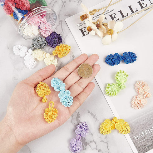PEPPERLONELY 10 Pairs White Chinese Closure Buttons, Knot Frog Buttons Closure Sewing Buttons Fastener for DIY Sewing Coats Cheongsam Cloak Sweate...