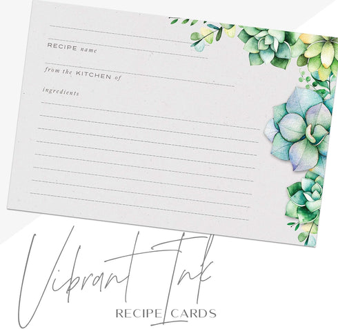 48 Succulents Recipe Cards, 4x6 in, Water Resistant...