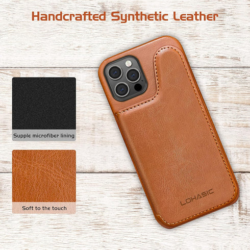 LOHASIC for iPhone 12 Pro Max Wallet Case, 5 Card Holder Phone Cover to Men Women, Premium PU Leather Credit Slot, Magnetic Clasp Kickstand Flip F...