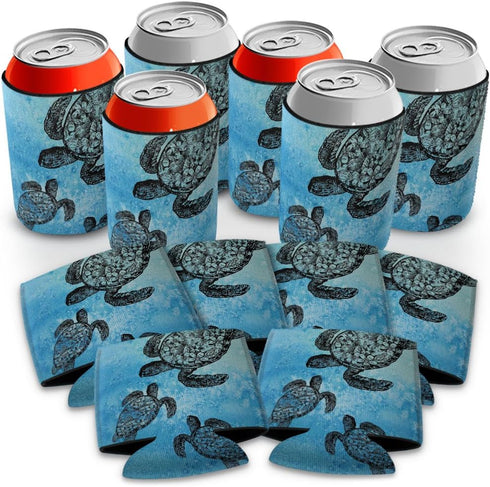 WIRESTER Can Cooler Sleeves for Soda Beer Can Drinks, 6 Pack - Ocean Sea Turtle...