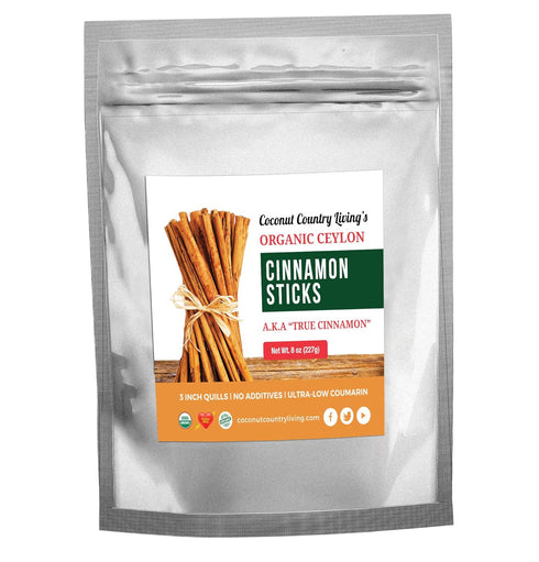 Organic Ceylon Cinnamon Sticks, 8 oz | Fair Trade Sourced Ceylon Cinnamon Sticks From Sri Lanka, Gluten Free | Organic Spice for Tea, Baking & Coo...