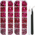 5320Pcs Nail Art Rhinestones Kit 6 Sizes (1.5-6 mm) with Storage Organizer Box/Wax Pencil/Tweezers for Nail Art Craft (Plum Red)...