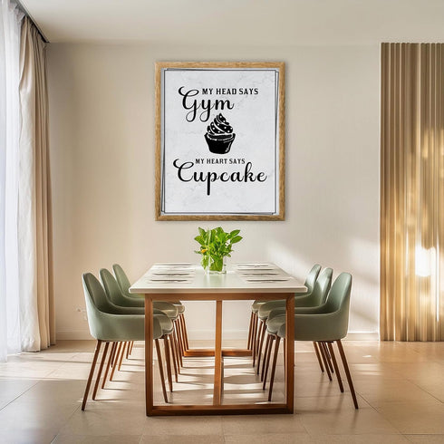 Posterizer 1 pcs-Kitchen Print-Funny Quotes-my heart says cupcake-Kitchen & Bar Art-Comedy Art-Art Poster Print for Home, Office, Store, Bar- unfr...