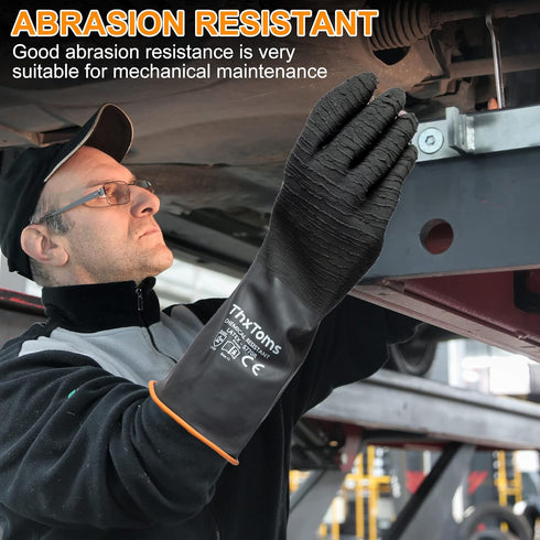 ThxToms Heavy Duty Rubber Gloves, Versatile Latex Chemical Resistant Gloves, Upgraded with Anti-Slip Design, Soft and Thick, 18" 1 Pair...