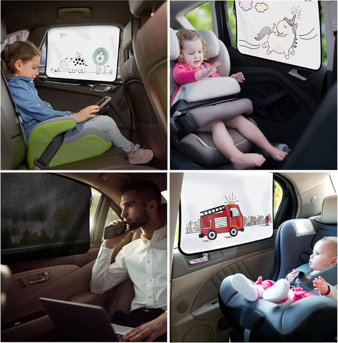 ggomaART Car Side Window Sun Shade - Universal Reversible Magnetic Curtain for Baby and Kids with Sun Protection Block Damage from Direct Bright S...