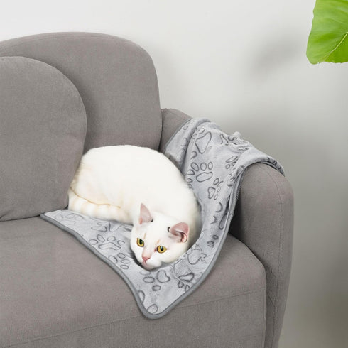 1 Pack 3 Dog Blanket Super Soft Warm Sleep Mat Pet Blanket Grey Paw Pattern Fluffy Puppy Blanket for Small Dogs Kitten Cats-Grey Small(23"x15")...
