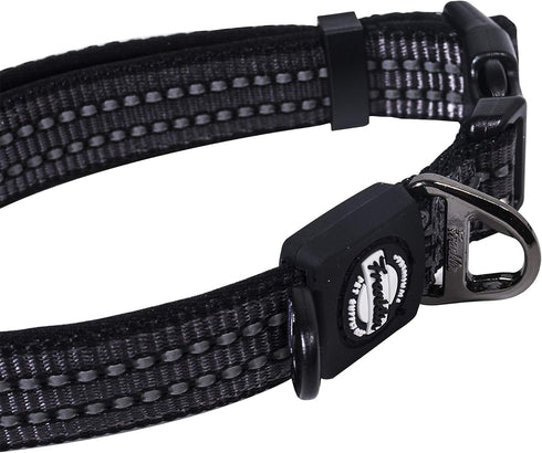 Nylon Dog Collar – Reflective – Franklin Pet Supply Co™ – Comfort Fit – Neoprene – Adjustable – Large – Black...