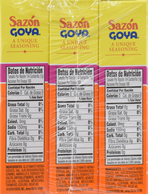 Goya Foods Sazón Seasoning With Azafran 3.52 Ounce (Pack of 3)...