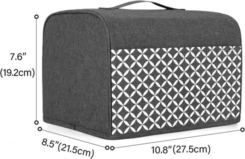 Yarwo 2 Slice Toaster Cover with Pockets and Top Handle, Nylon Toaster Cover Fits for Most Standard 2 slice Toasters, Gray with Grid...