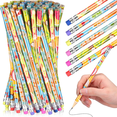 72 Pieces Beach Summer Pencils Hawaii Mexican Assorted for Kids with Eraser, Novelty Fun Wooden Pencils for Students Reward Prize Classroom Party ...
