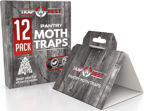12 Pack Pantry Moth Traps - Safe and Effective for Food and Cupboard - Glue Traps with Pheromones for Pantry Moths - Trap a Pest...
