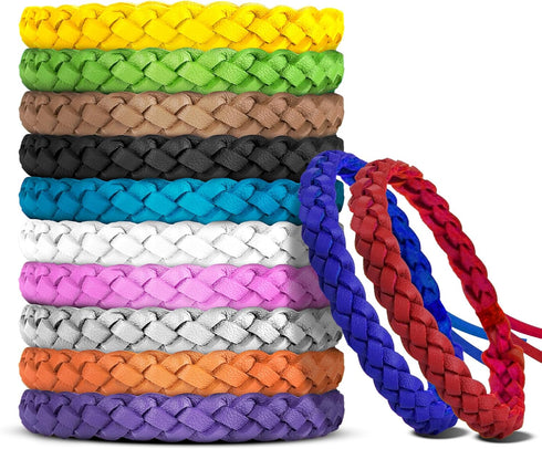 12 Pack Mosquito Repellent Bracelets, DEET-Free, Individually Wrapped PU Leather Insect & Bug Repellent Wrist Bands...