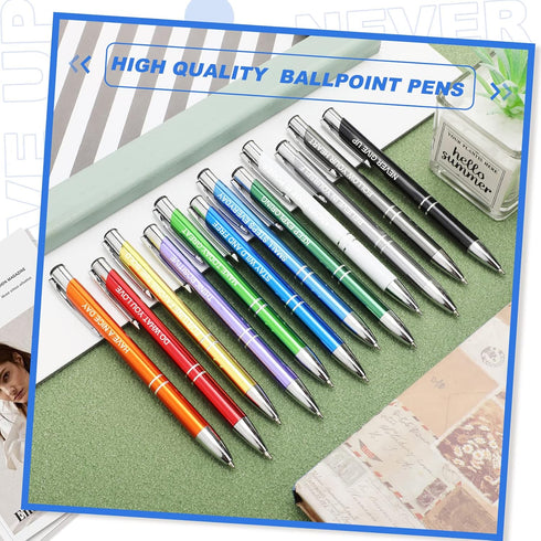 24 Pieces Inspirational Ballpoint Pens Motivational Quote Pens with Coated Metal Encouraging Pretty Pens Personalized Ink Pens Colored Ballpoint P...