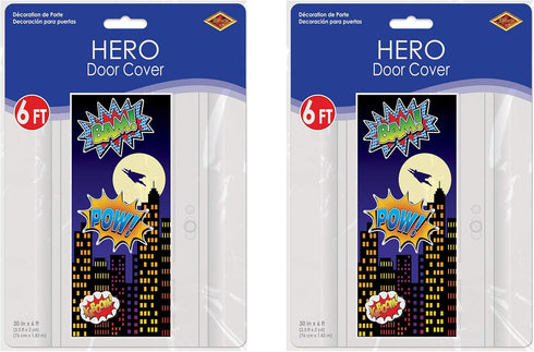 Beistle Hero Door Covers 2 Piece, 30" x 6', Multicolor...
