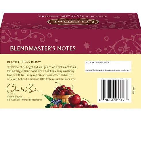 Celestial Seasonings Black Cherry Berry Herbal Tea, 20 Count...