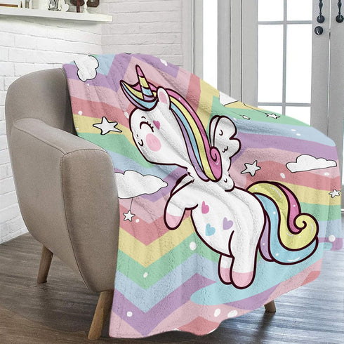 Baby Throw Blanket for Girls, Soft Cozy Cute Fantasy Horse Plush Flannel Crib Blanket for Nursery, 32 x 48 Inch Rainbow Cartoon Fleece Fuzzy Blank...