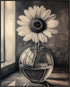 Posterizer 1 pcs-lone sunflower in a round vase-minimalist modern art 2-Floral & Botanical Art-Collectibles & Fine Art-Decor for Home & Office- un...
