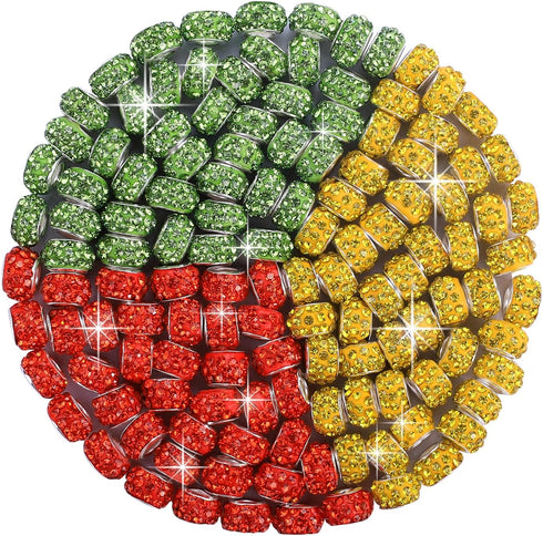 AIPRIDY Mixed Color or Single Color Polymer Clay European Spacer Beads, Crystal Rhinestone Charms Beads Rondelle Slide Bead Spacer for DIY Charm J...