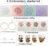 Silentsea Flower Embroidery Kit, Including 4 Sets of Patterned Embroidery Cloth, 2 Rings, Needles,Embroidery Thread, Instructions and Other Tools,...