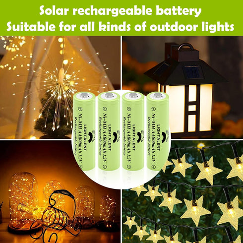Ni-MH AA Rechargeable Batteries, Double A High Capacity 1.2V Pre-Charged for Garden Landscaping Outdoor Solar Lights, String Lights, Pathway Light...