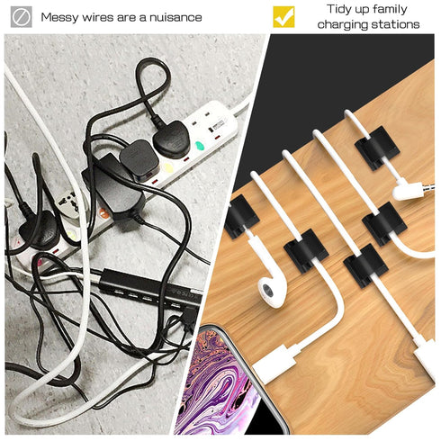 50 Pcs Cable Management Under Desk, Xuuza Adhesive Cable Clips Cord Keeper Organizers for Phone Chargers, Computer Mouse Cables, Lightning Chargin...