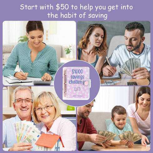 $1000 Savings Challenge Binder Money Saving Challenge Mini Budget Binder with Cash Envelopes Reusable Budget Book with Cash Envelopes Envelope Sav...