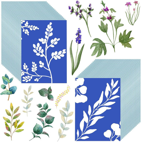 gyepin 80 Sheets Sun Print Paper Kit A5 Cyanotype Paper High Sensitive Sun Art Paper Nature Printing Paper Solar Drawing Paper for Kids Adults Art...