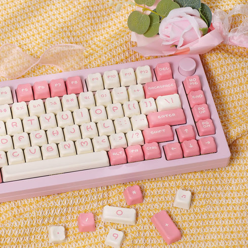 Akko PBT Keycaps Set, Pink Bear OEM Profile 122-Key PBT Keycaps for Mechanical Keyboards...