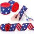 4 Rolls 4th of July Wired Ribbon 20 Yard Red White Blue Decorative Ribbon Patriotic Stars Stripes Edge Ribbons for Independence Day Bows DIY Wreat...