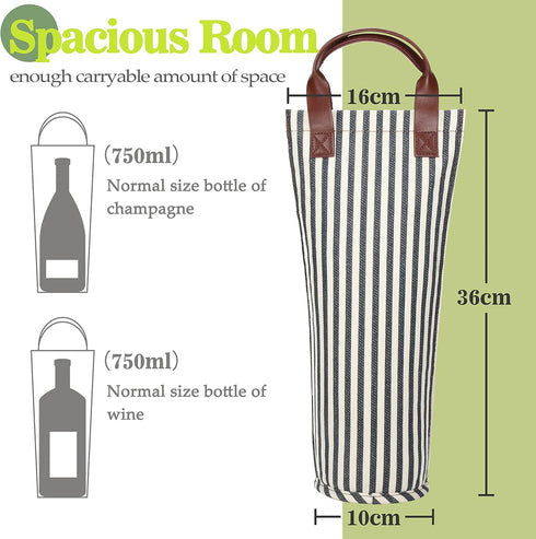 Tirrinia Single Wine Gift Tote Bag, Insulated Padded Thermal Wine Bottle Carrying Cooler Carrier for Travel, Picnic, Great Gift for Wine Lover, Bl...