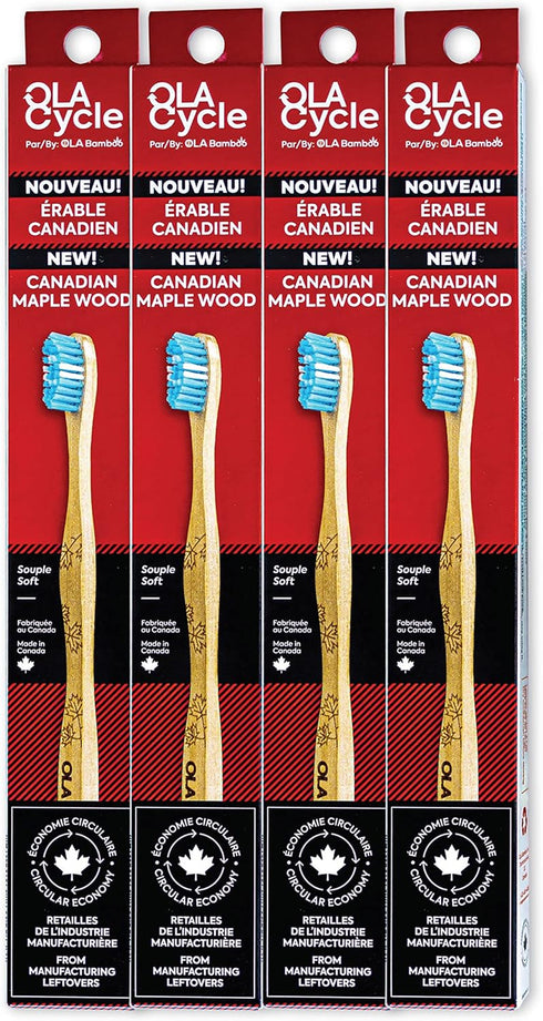 Canadian Maple Toothbrush | Low Impact Bamboo Alternative | Canadian Made from Guitar Factory Scraps | Stays Hygienic & Holds Bristles Better | So...