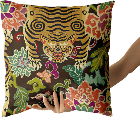 aportt Tiger Pillow Cover Set of 2 Chinoiserie Animal Print Tiger Stripe Cotton Decorative Throw Pillow Case Cushion Cover for Bedroom Sofa Living...