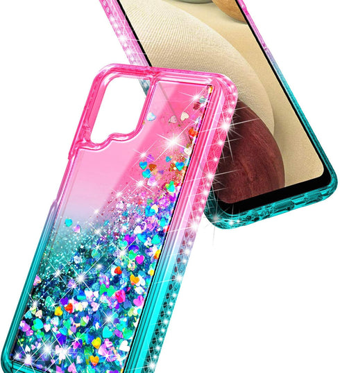 NZND Case for Samsung Galaxy A42 5G, Sparkle Glitter Flowing Liquid Shiny Bling Diamond, Women Girls Cute Phone Case (Pink/Aqua)...