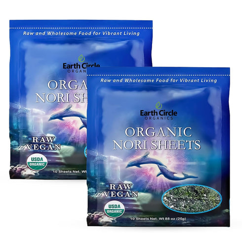 Earth Circle Organics | Organic Nori Seaweed Sheets - Raw, Unheated & Not Roasted | Grade A Certified | Vegan, Paleo, Keto Friendly | Premium Nori...