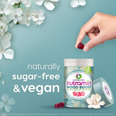Nutracelle NUTRAMIN Mood Boost Multivitamin Gummy - Delicious & Yummy Anti-Stress Magnesium Ashwagandha Gummies + B Complex Vitamins - Sugar-Free,...