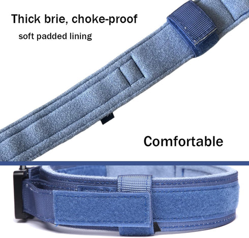 Tactical Dog Collar Military Dog Collar Adjustable Nylon Dog Collar Heavy Duty Metal Buckle with Handle for Dog Training (Dark blue,M)...