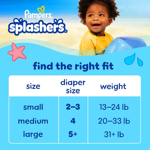 Pampers Swim Diapers - Splashers - Size 4, 18 Count, Gap-Free Disposable Baby Swimming Pants...