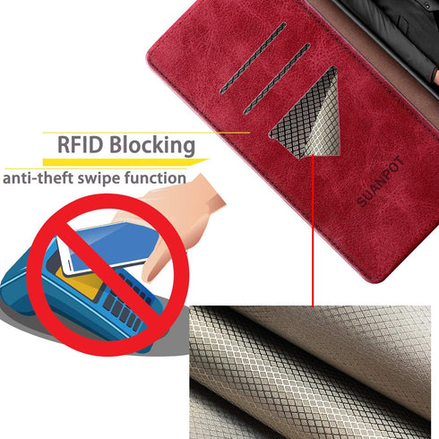 SUANPOT for Samsung Galaxy A02S with RFID Blocking Leather Wallet case Credit Card Holder, Flip Folio Book Phone case Shockproof Cover for Women M...