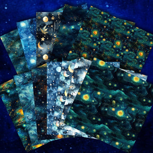 24Pcs Galaxy Pattern Scrapbook Paper Pack 11.8"x11.8" Starry Sky Specialty Paper Scrapbooking Cardstock Paper Designer Paper Pads Junk Journal Cra...