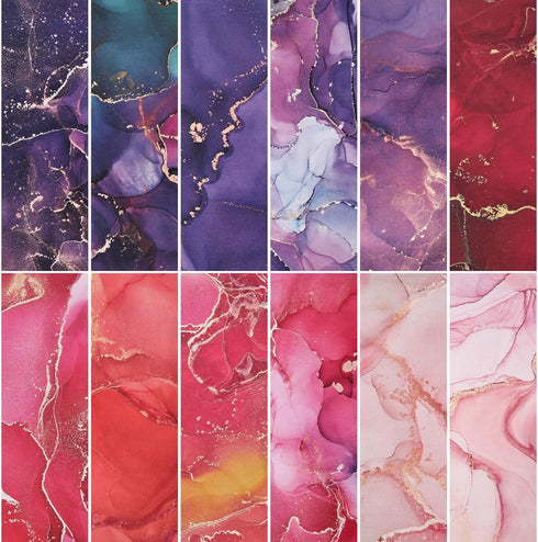24pcs 6 x 6 Inch Marbled Scrapbook Paper, 12 Styles Aesthetic Paper Sheets Bronzing Design Single Sided Decorative Marble Pattern Paper Pad Craft ...