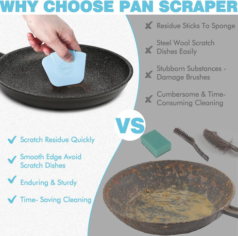 Pan Scraper Dish Scraper Tool - Pot Scraper Plastic for Cast Iron Skillet Cookware Cleaning, 6 Pcs Non Scratch Plastic Food Scraper Tool Kitchen, ...