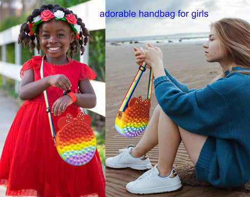 Big Pop Purse It, Pop Bag for Girls Crossbody, Large Shoulder Handbag, Messenger Bag with Strap Minnie, Gifts for Kids (Rainbow 1pc)...