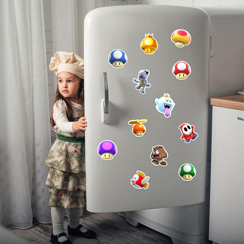 Mushroom Fridge Magnet (12 Pack) Funny Magnet Super Game Bumper Office Cabinets Decoration Fridge Metal?Magnet Flexible Reusable Magnetic Vinyl...